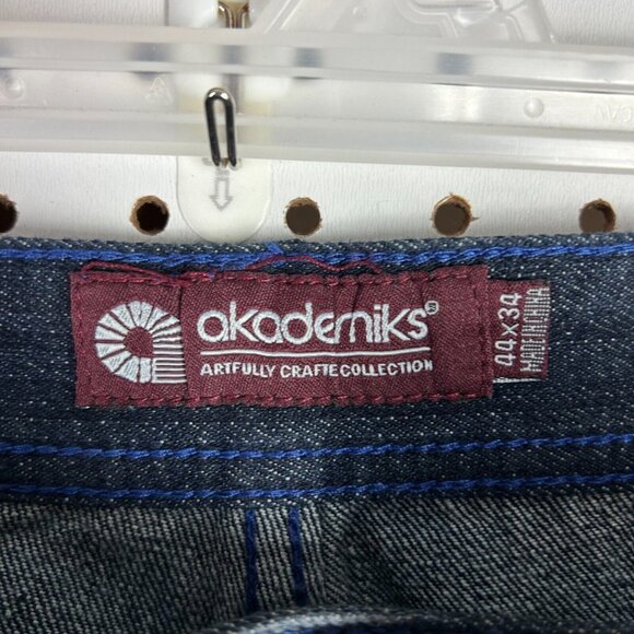 Akademiks Blue Wide Leg Denim Jeans Sz 40x30 Y2K Hip Hop Streetwear Skate‎ Baggy - Picture 6 of 7